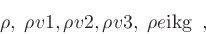 \begin{displaymath}
\rho, \;
\rhov {1}, \rhov {2}, \rhov {3}, \;
\rhoeikg
\enspace ,
\end{displaymath}