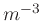 $m^{-3}$