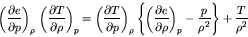 \begin{displaymath}
\left(\frac{\partial e}{\partial p}\right)_{\rho} \left(\fr...
...rho}\right)_{p} - \frac{p}{\rho^2}\right\} + \frac{T}{\rho^2}
\end{displaymath}