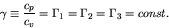 \begin{displaymath}
\gamma \equiv \frac{c_p}{c_v} = \Gamma_1 = \Gamma_2 = \Gamma_3 = const.
\end{displaymath}