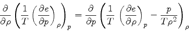\begin{displaymath}
\frac{\partial }{\partial \rho}\left( \frac{1}{T} \left(\fra...
...e}{\partial \rho}\right)_{p} - \frac{p}{T \rho^2} \right)_\rho
\end{displaymath}