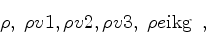 \begin{displaymath}
\rho, \;
\rho v{\rm 1}, \rho v{\rm 2}, \rho v{\rm 3}, \;
\rho e{\rm ikg}
\enspace ,
\end{displaymath}