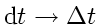 \bgroup\color{DEFcolor}$\mathrm{d} t \rightarrow \Delta t$\egroup