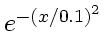 $e^{-\left(x/0.1\right)^2}$