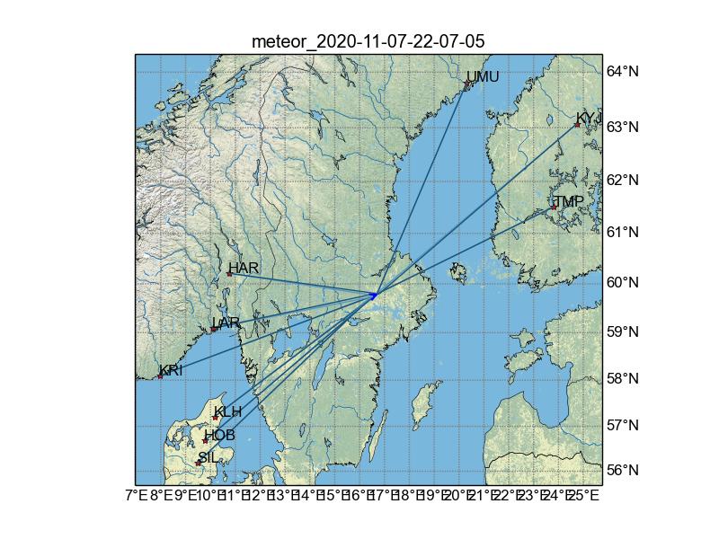 Meteoroidens bana utsatt på kartan