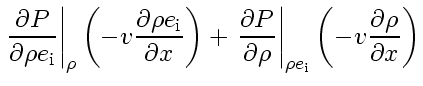 $\displaystyle { \left. \frac{\partial P}{\partial \rho e_{\rm i}}\right\vert _{...
...\vert _{\rho e_{\rm i}}} \left( - v_{} \frac{\partial \rho}{\partial x} \right)$