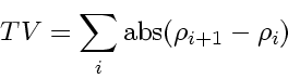 \begin{displaymath}
TV = \sum_i \mbox{abs} \! \left( \rho_{i+1} - \rho_i \right)
\end{displaymath}