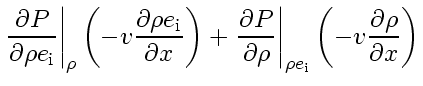 $\displaystyle { \left. \frac{\partial P}{\partial \rho e_{\rm i}}\right\vert _{...
...\vert _{\rho e_{\rm i}}} \left( - v_{} \frac{\partial \rho}{\partial x} \right)$