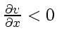 $ \frac{\partial v}{\partial x} < 0$